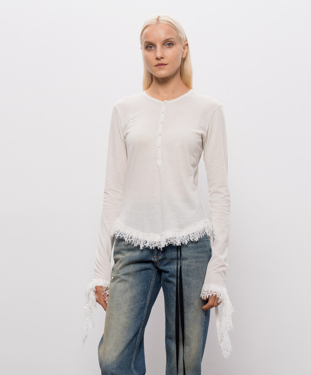 Ann Demeulemeester Белый лонгслив с рюшами B0014684FA206 изображение 3