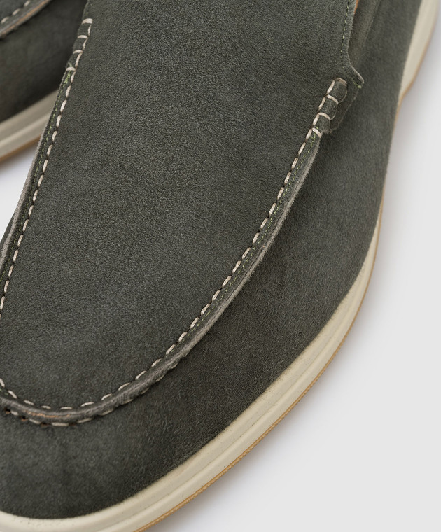 Enrico Mandelli Зеленые замшевые лоферы 0YACHT7415 изображение 5