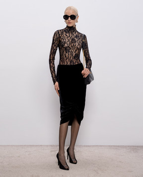 Valentino Чорна оксамитова спідниця з шовком 8B0RAEZ5A64