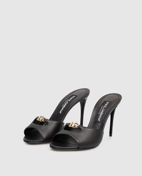 Dolce&Gabbana Черные кожаные мюли с логотипом DG CR1978A1953