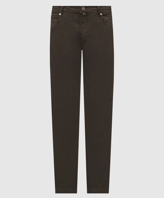 Kiton Коричневі джинси з патчем логотипа UPNJSK0100L
