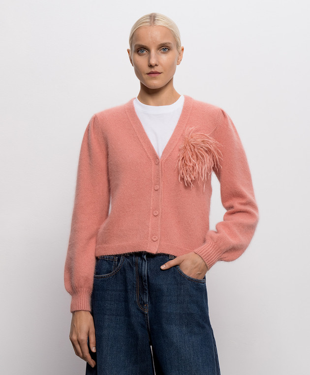 Twinset Розовый кардиган с брошью 262TP3261 изображение 3
