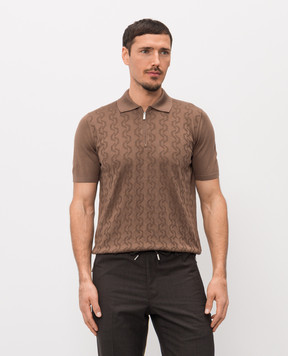 Bertolo Cashmere Коричневе поло із шовку у візерунок 902335002425