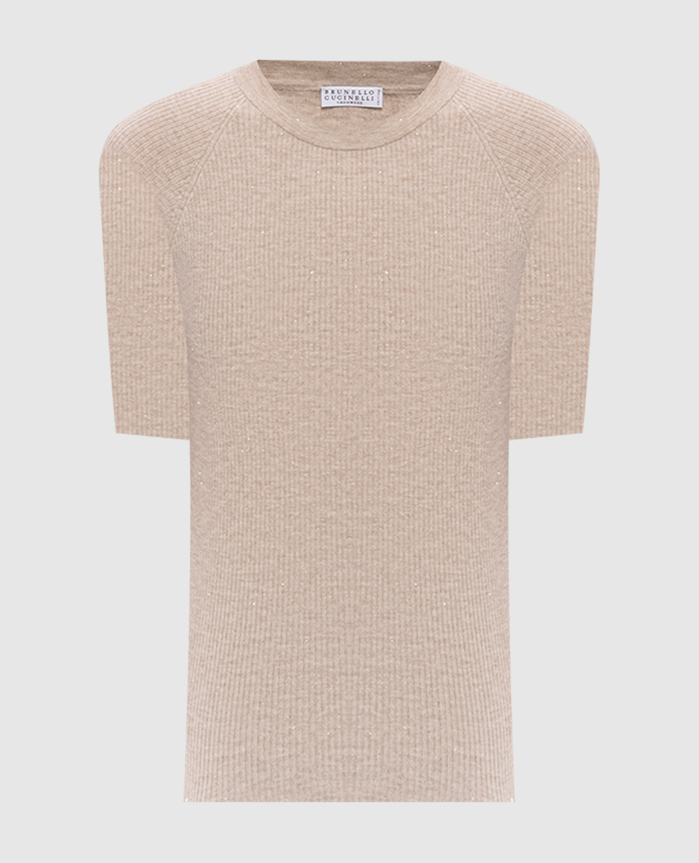 Бежевый топ с кашемиром в рубчик