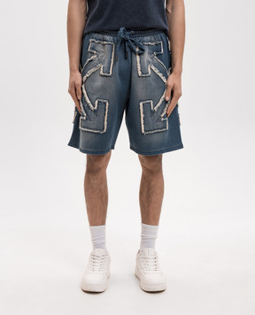 Off-White Сині шорти з нашивкою емблеми 44MCI013S26D002