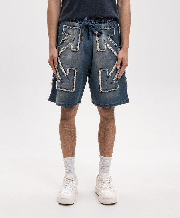 Off-White Сині шорти з нашивкою емблеми 44MCI013S26D002 зображення 3