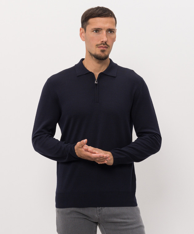 Canali Синее поло из шерсти MK01149C0572 изображение 3