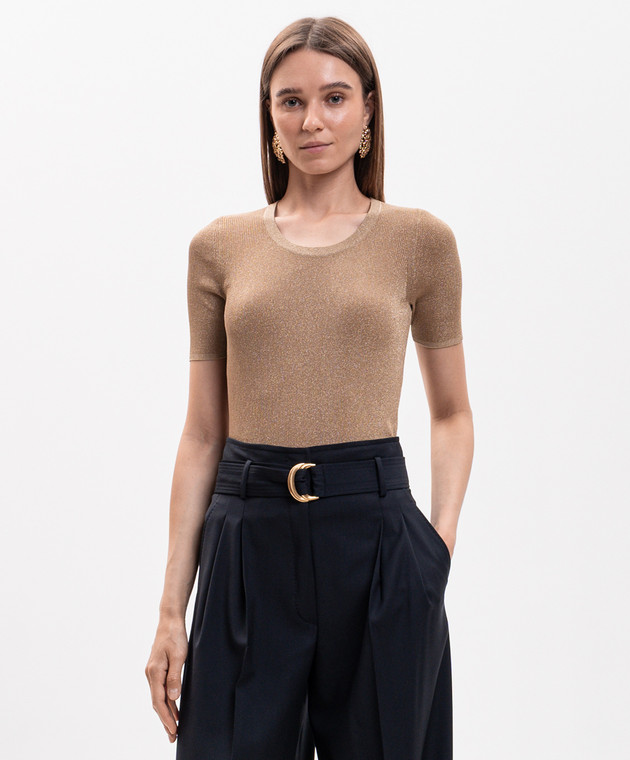 Max Mara Коричневый топ с люрексом MSTSEQUOIA изображение 3