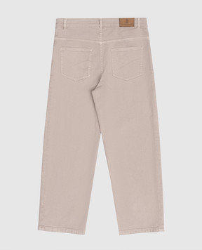 Brunello Cucinelli Дитячі бежеві джинси з патчем логотипа B277PD317B