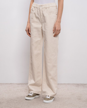Brunello Cucinelli Бежеві джинси з льоном ML996P4053