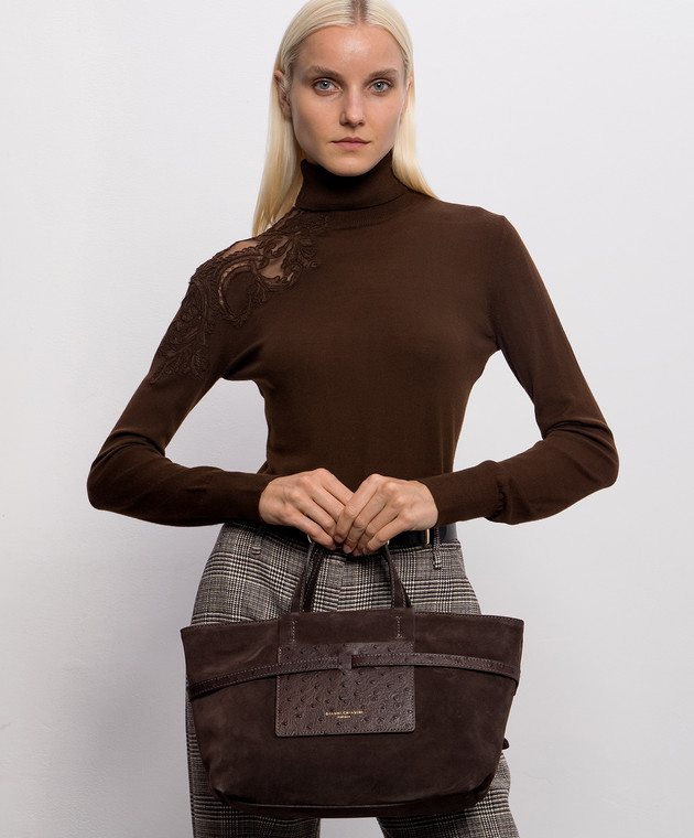 Gianni Chiarini Коричнева замшева сумка-тоут Belty BS12695CMSTEMU зображення 2