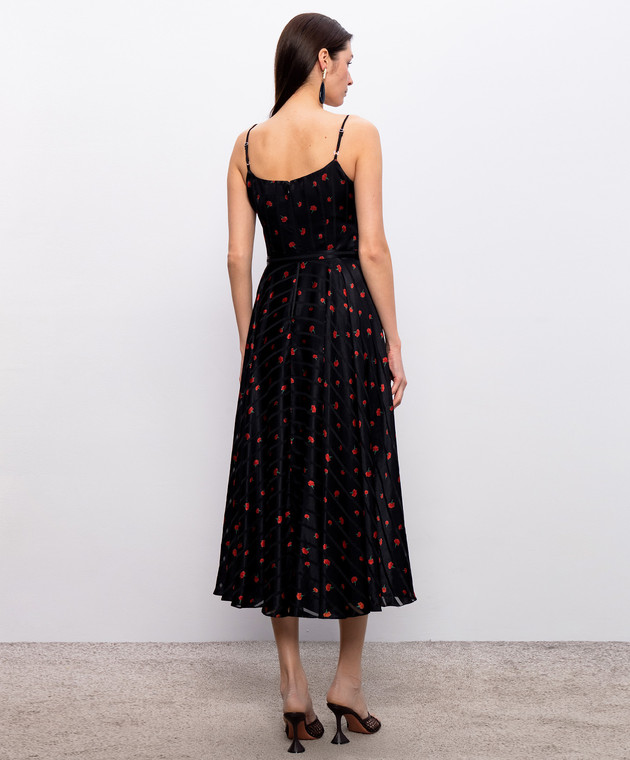 Nissa Черное платье в цветочный принт с поясом RC16567 изображение 4