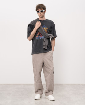 Off-White Сіра футболка з принтом 44MAA120S26J005