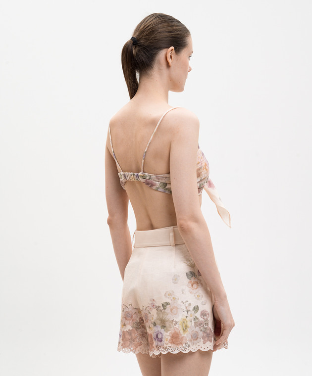 Twinset Бежевий топ з льону в квітковий принт 261TT2564 зображення 4