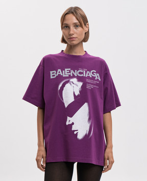 Balenciaga Фиолетовая футболка с принтом логотипа 871733TUVO5