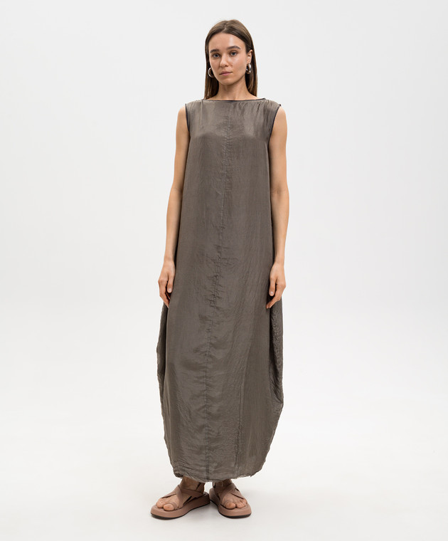 Marc Le Bihan Коричнева сукня із шовку з ефектом жатки 2119 зображення 3