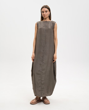 Marc Le Bihan Коричнева сукня із шовку з ефектом жатки 2119