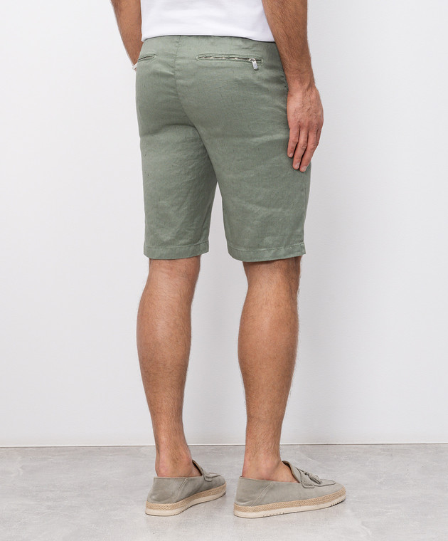Marco Pescarolo Зелені шорти з льоном CENITO5302 зображення 4