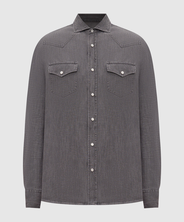 Brunello Cucinelli Серая джинсовая рубашка MH1924008