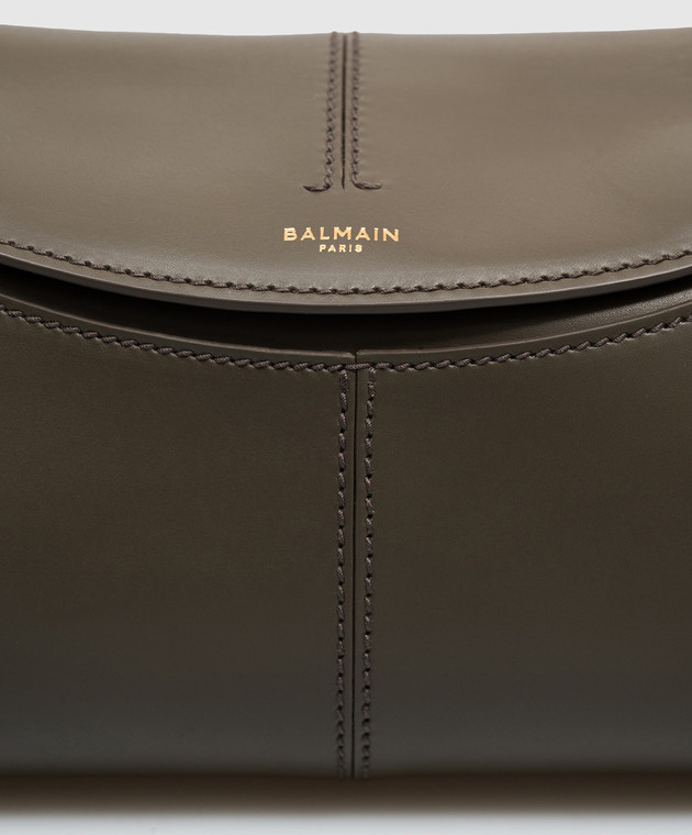 Balmain Коричнева шкіряна сумка-трапеція 64-83 HN0BL096LMRK зображення 4