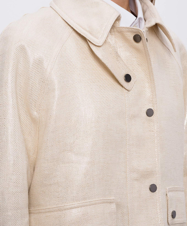 Brunello Cucinelli Куртка кольору айворі з льону з люрексом ML5967767 зображення 5