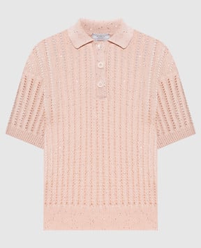 Peserico Рожеве ажурне поло з паєтками A99081F0509110