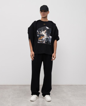 Off-White Чорна футболка Cupid Paper 44MAA120F5J00R