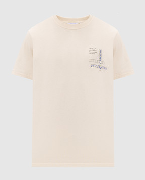 Off-White Бежевая футболка с принтом Connect Dots 44MAA16MF26J00U