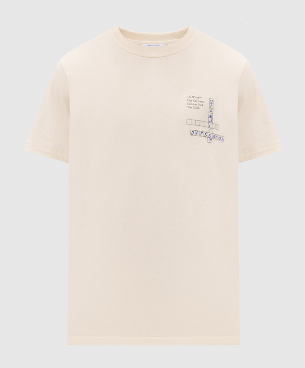 Off-White Бежевая футболка с принтом Connect Dots 44MAA16MF26J00U