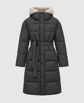 Brunello Cucinelli Серый пуховик с шерстью MD0029607