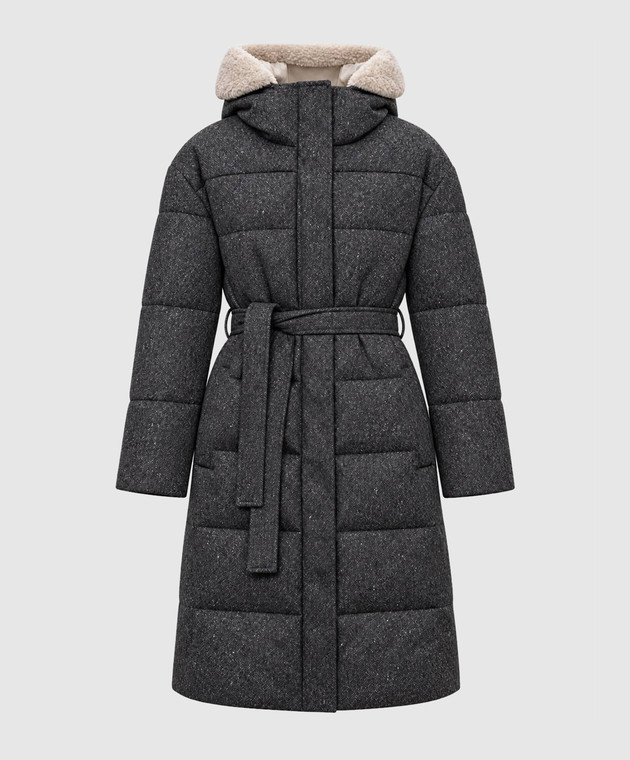 Brunello Cucinelli Серый пуховик с шерстью MD0029607