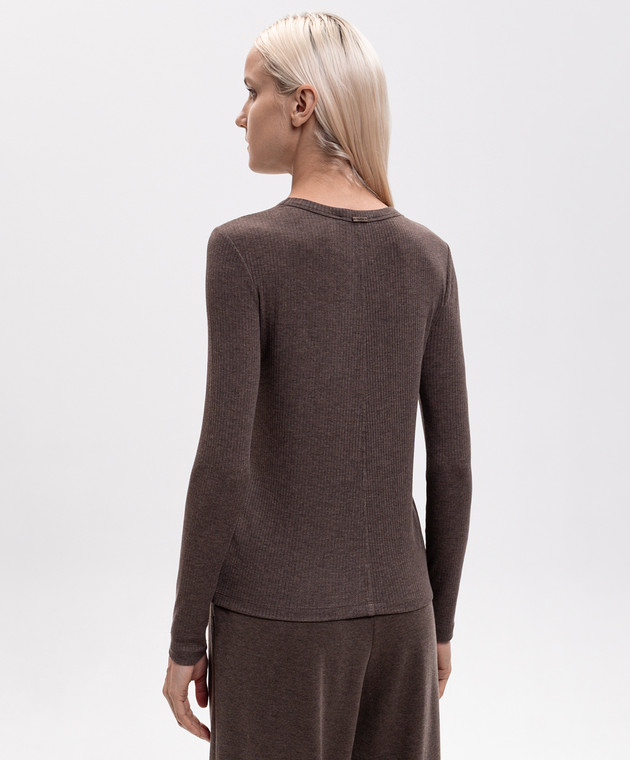 Max Mara Коричневий лонгслів SALMONE в рубчик MXMSALMONE зображення 4