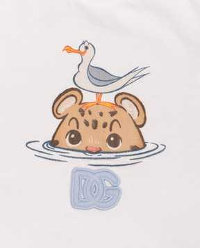 Dolce&Gabbana Дитяча біла футболка з принтом та логотипом DG L1JT7WG7PNH