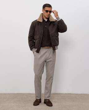 Brunello Cucinelli Коричневе поло з кашеміру, шовку та льону MSY00295