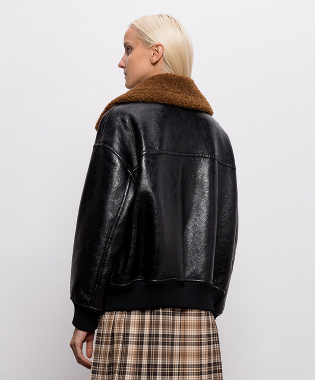 Twinset Черная глянцевая куртка с эффектом овчины 262AP2180 изображение 4
