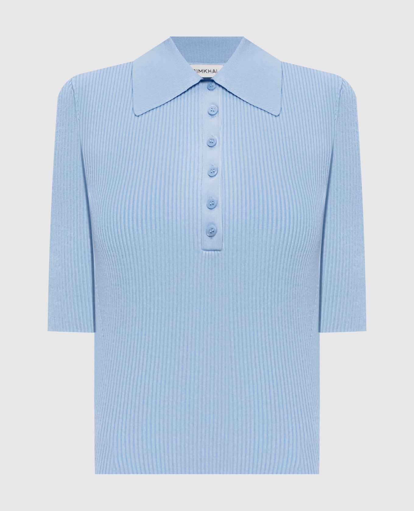 Голубое поло Secily в рубчик