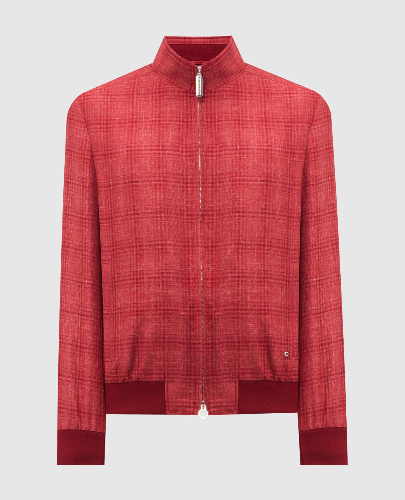 Красная куртка в клетку из кашемира, шелка и льна