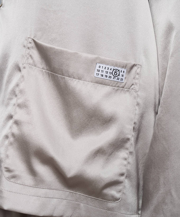Maison Margiela MM6 Серая блуза с шелком в пижамном стиле MJHH50050 изображение 5