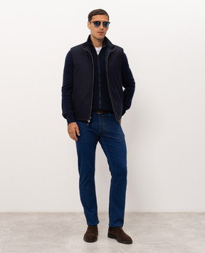 Canali Синий кардиган из шерсти и кашемира MK02547C1238