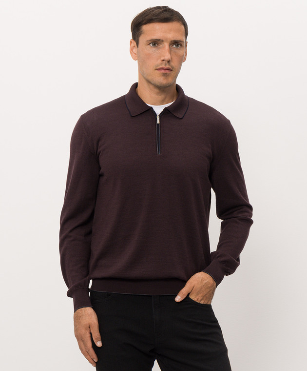 Bertolo Cashmere Фиолетовое поло из шерсти и шелка 902636002587 изображение 3