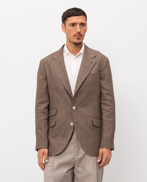 Brunello Cucinelli Коричневий жакет з льону MB4307BWD