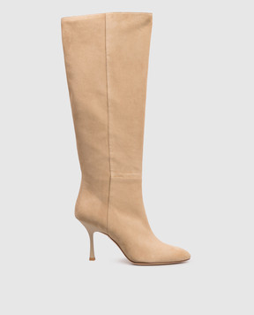 Stuart Weitzman Бежевые замшевые сапоги SO506