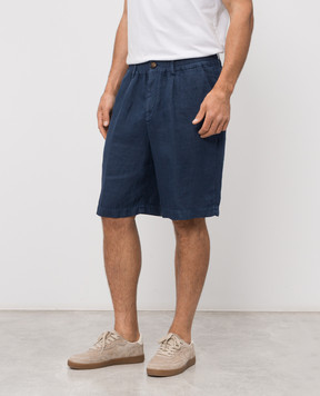 Brunello Cucinelli Шорты синего цвета из льна M243DU0065