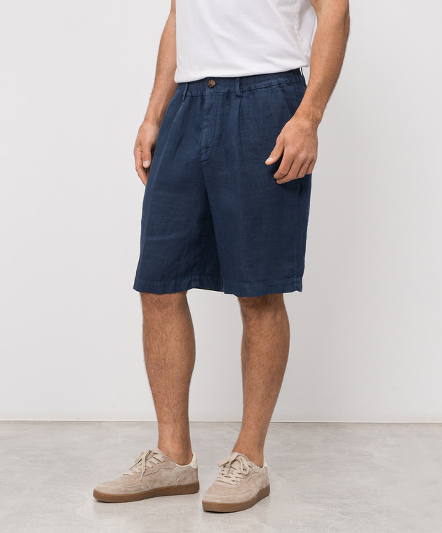Brunello Cucinelli Шорти синього кольору з льону M243DU0065 зображення 3