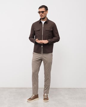 Marco Pescarolo Коричневая рубашка из шерсти и шелка URUS5314