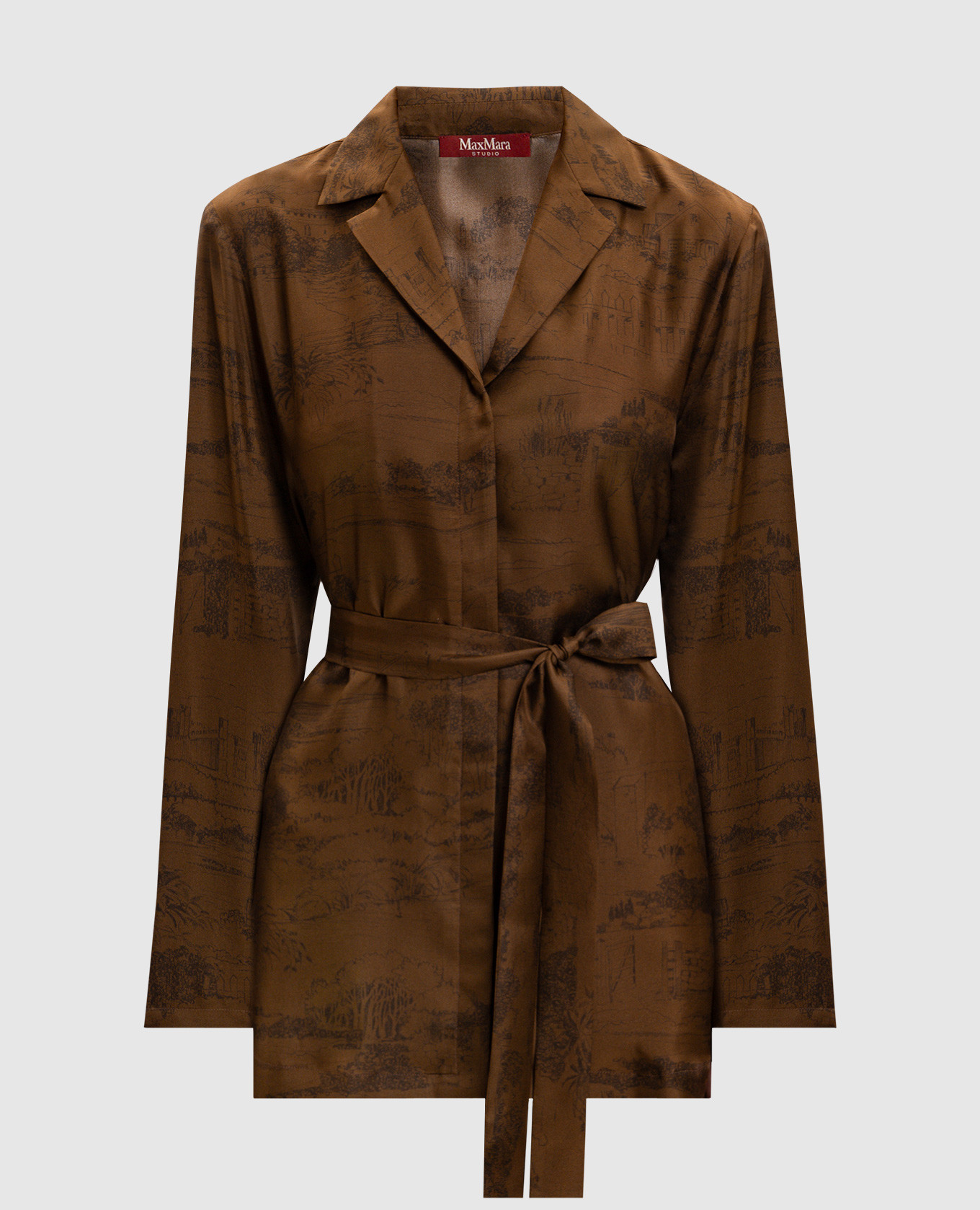 

Коричневая блуза BITURO из шелка, Коричневый, Блузы