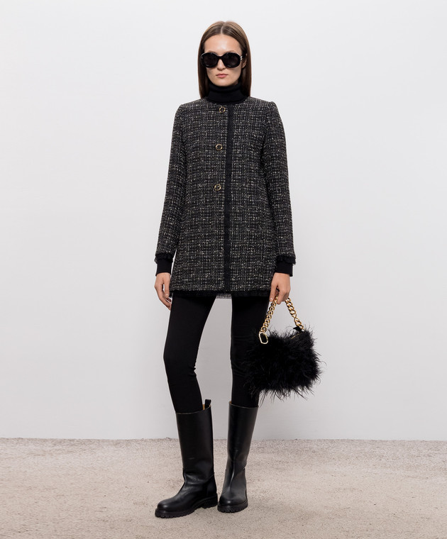 Twinset Черное твидовое пальто 262TP2085 изображение 2