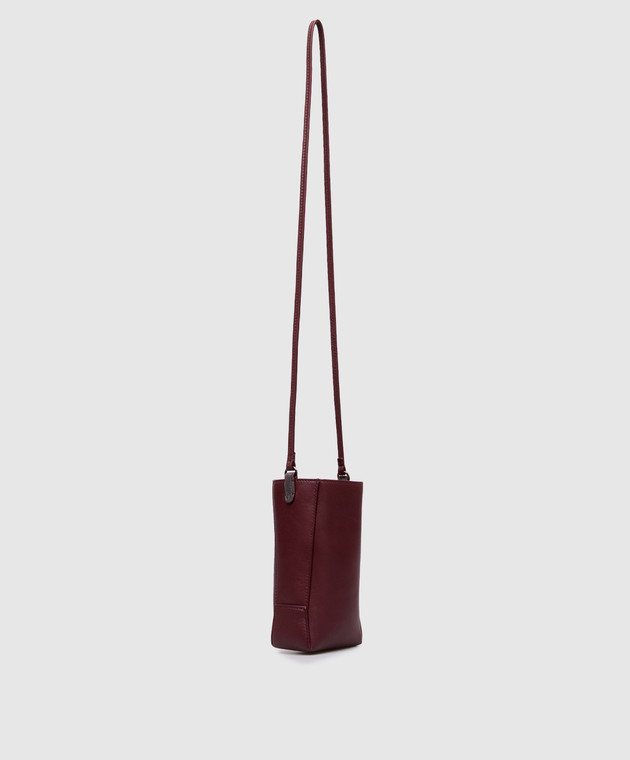 Brunello Cucinelli Бордовая кожаная сумка с тиснением логотипа MWXAD2739P изображение 3