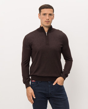 Bertolo Cashmere Коричневий джемпер з кашеміру та шовку 900071000006