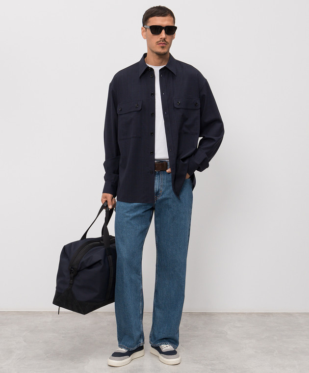 Dolce&Gabbana Синя сорочка з вовни в клітинку G5OG7TFQ2NJ зображення 2